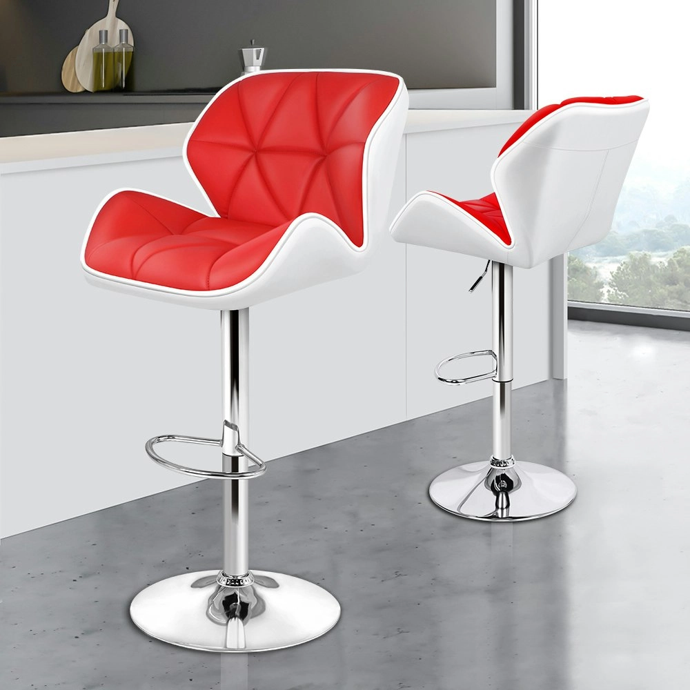 Alfordson Bar Stools Rhombus Motif Stools Red & White Willa x2