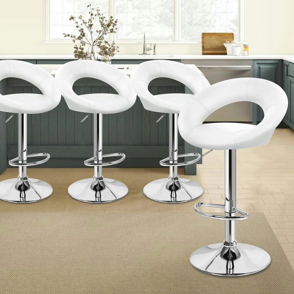 Alfordson Bar Stools Kitchen Swivel Bar Stools White Ovadia x4