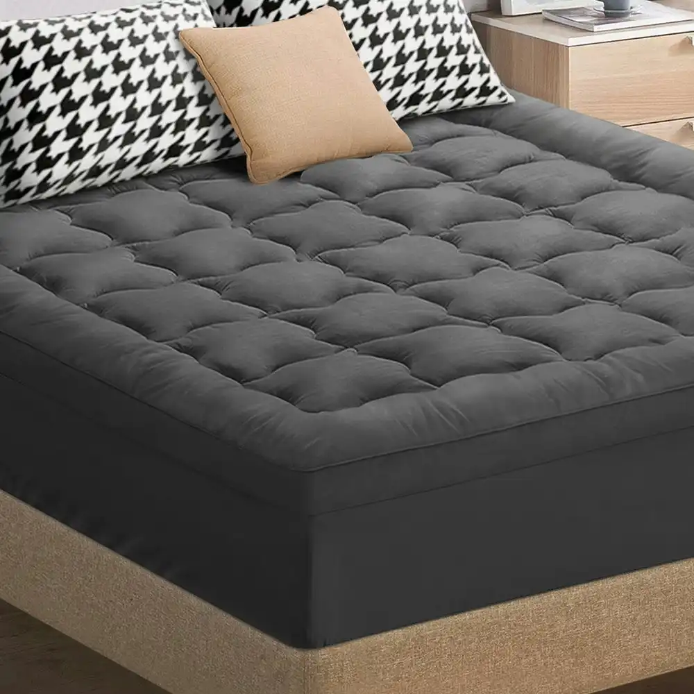 S.E. Bamboo Fibre Charcoal Pillowtop Mattress Topper Queen 7cm