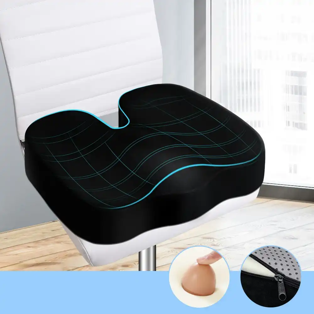 Starry Eucalypt Seat Cushion Memory Foam Pillow with Black Plush Cover