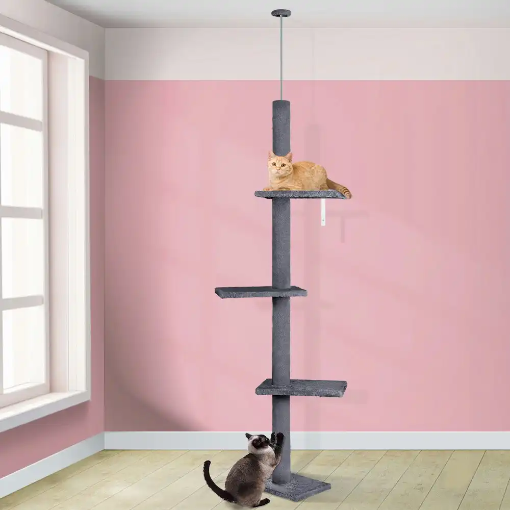 BEASTIE Cat Tree 230-286cm Grey Scratching Post Scratcher Tower