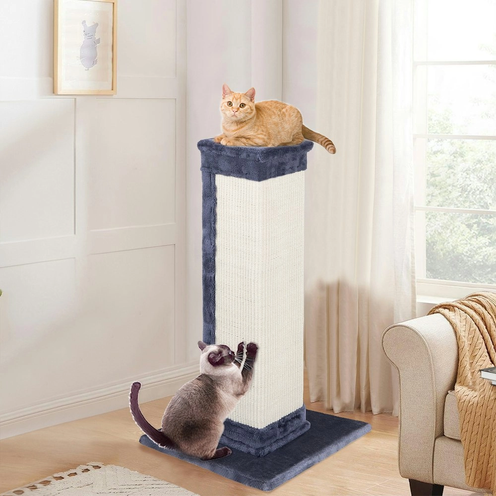 BEASTIE Cat Tree 92cm Grey Scratching Post Scratcher Tower Wood