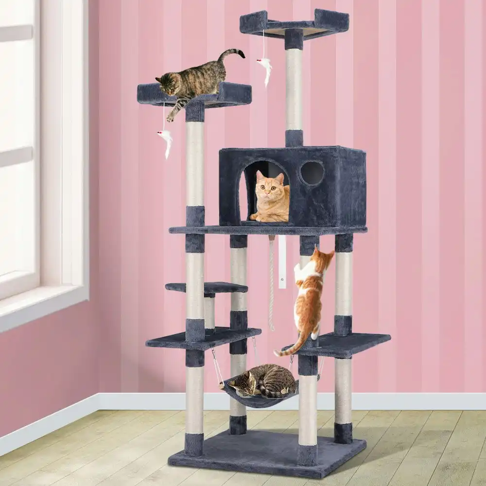 BEASTIE Cat Tree 184cm Grey Scratching Post Scratcher Tower