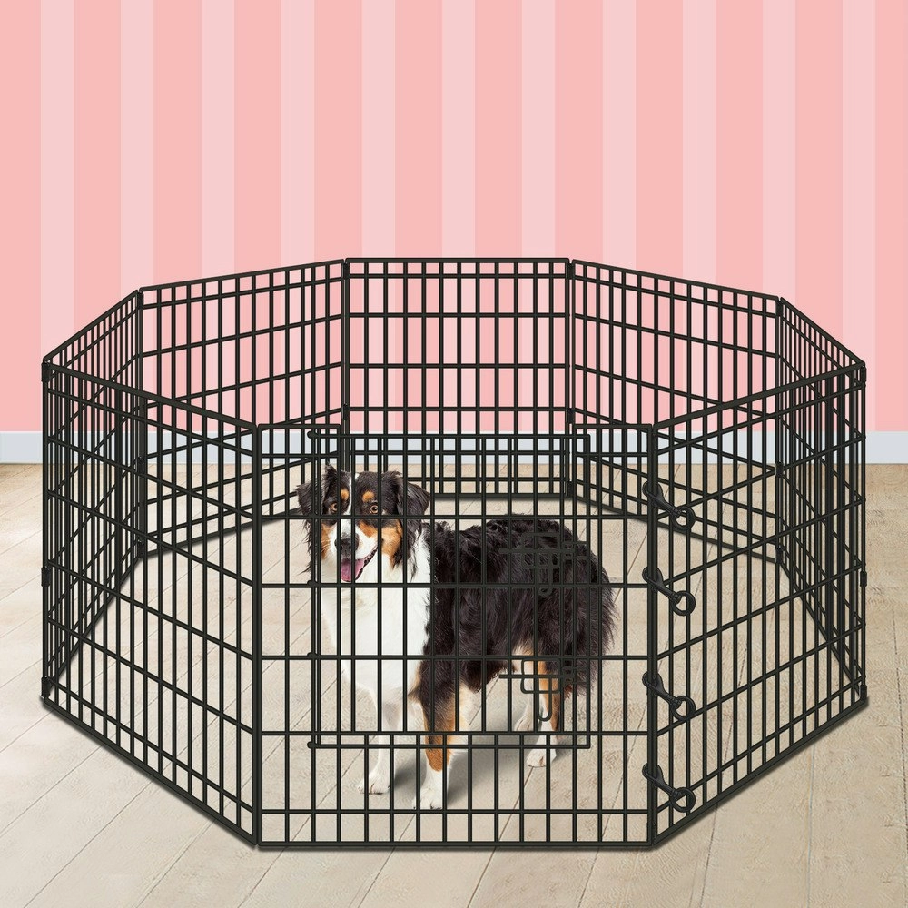 BEASTIE Pet Playpen 30 inch Large 8 Panel Fence Enclosure Dog Metal Exercise Pen