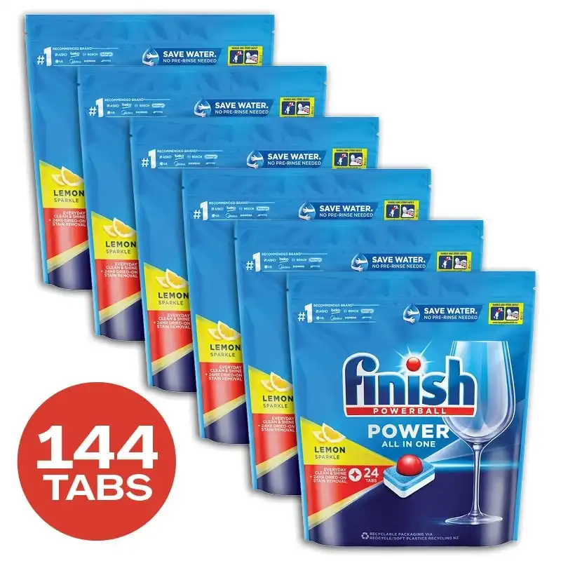 6 Pack Finish Power All In One Lemon Sparkles 24 Tablets