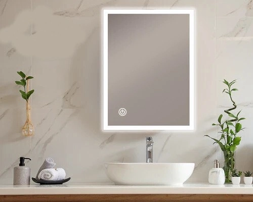 Viviendo LED Bathroom Rectangular Vanity Mirror Light Dimmable Anti-Fog Wall Mounted Touch switch Mirror Light - 60 x 80cm