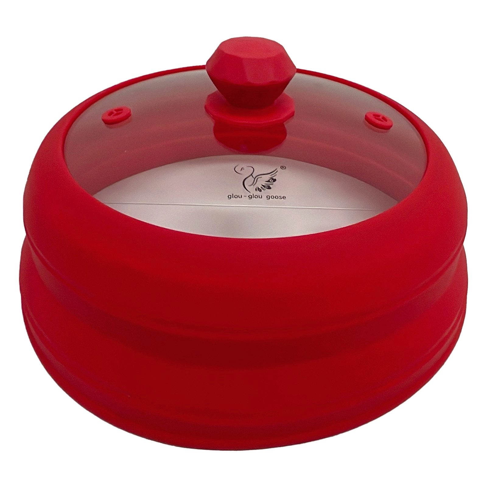 Viviendo Microwave Vented Glass Cover and Multifunction Silicone Splatter Guard Lid - Red Small