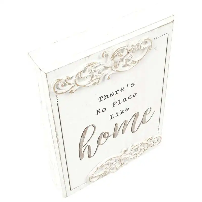 Willow & Silk Plaque Sign 27.5cm White 'No Place Like Home' Wall Art