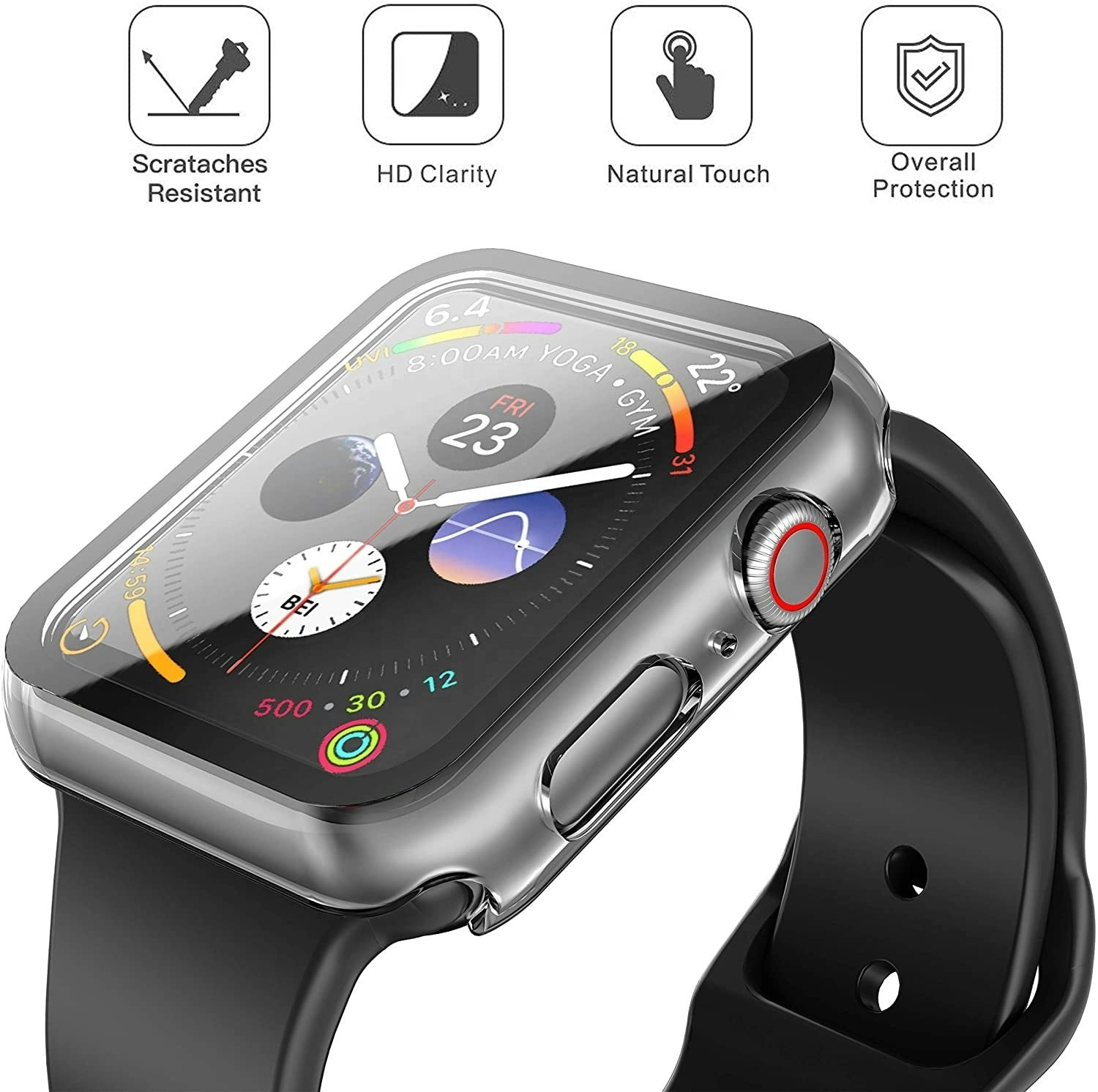 Apple Watch Tempered Glass Screen Protector & Case - 41mm