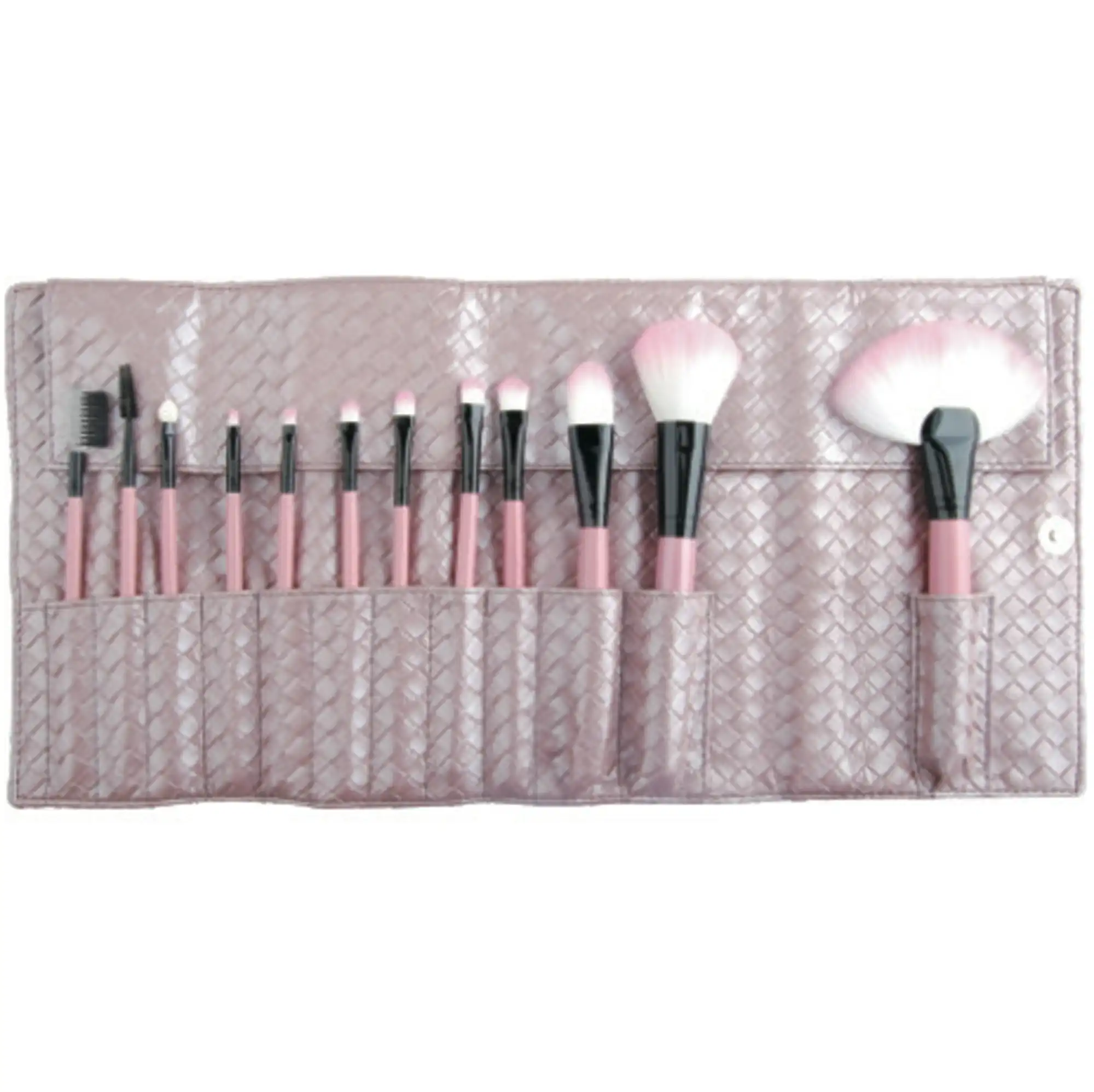 12 Piece Professional Makeup Brush Set Soft Bristle with Carry Case Pink