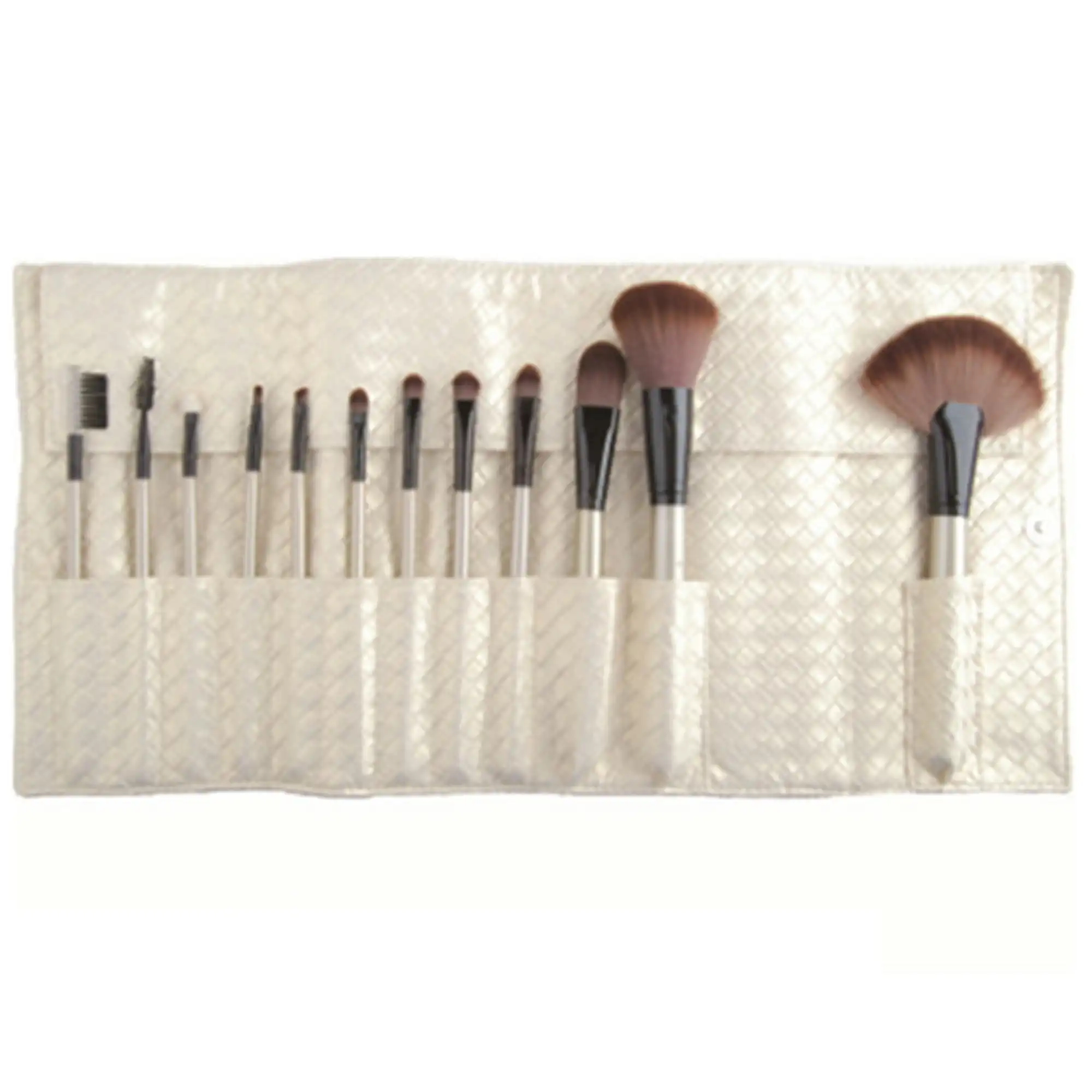 12 Piece Professional Makeup Brush Set Soft Bristle with Carry Case Pearl White