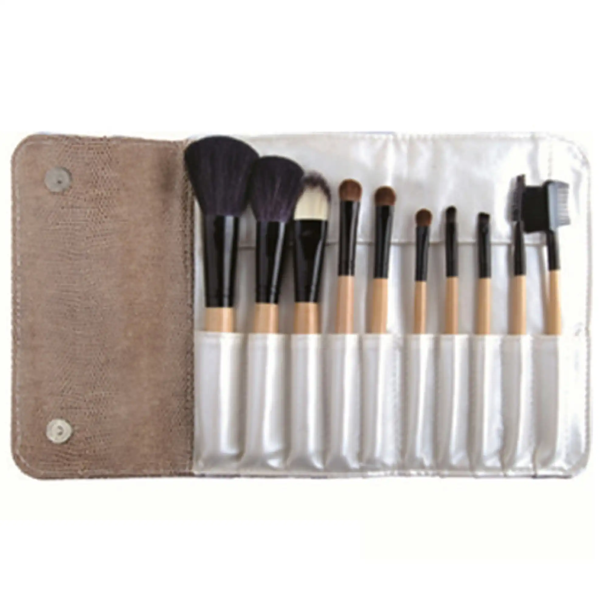 10 Piece Professional Makeup Brush Set Soft Bristle with Carry Case Pearl White