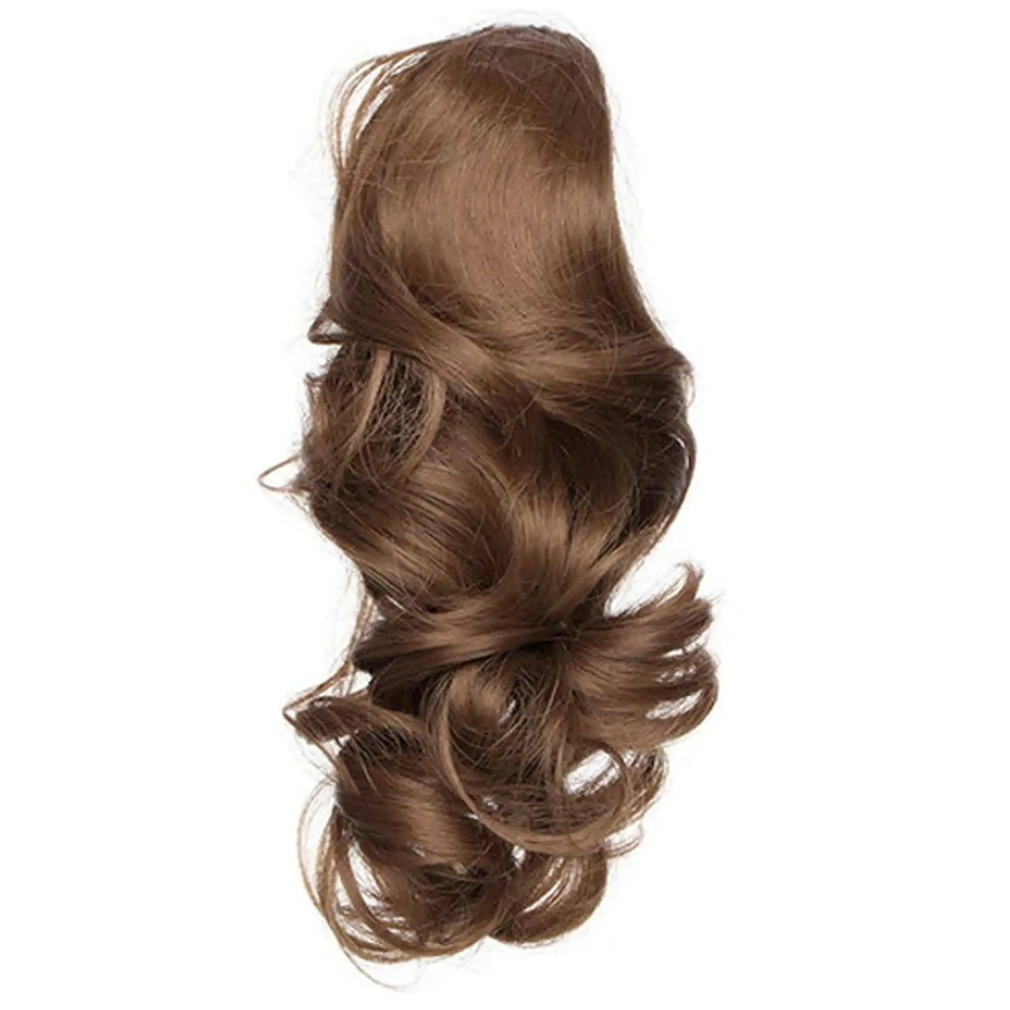 22" Hair Extension Brown High Grade Ponytail Ribbon Clamp Claw Wavy