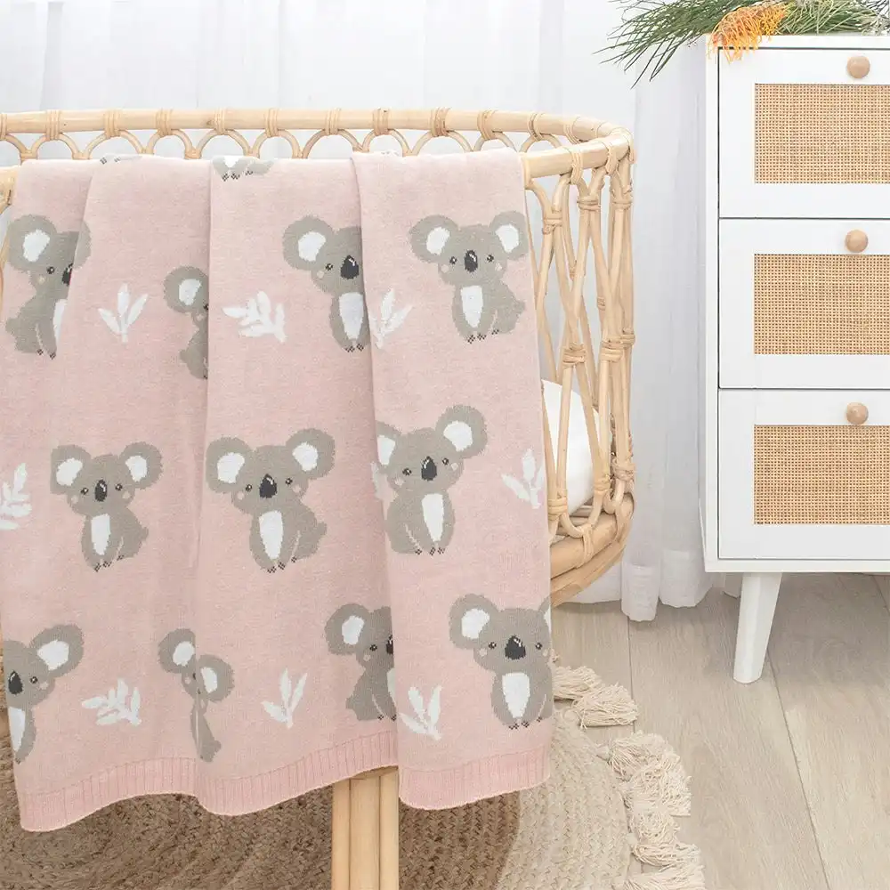 Living Textiles | Australiana Baby Blanket - Koala/Blush