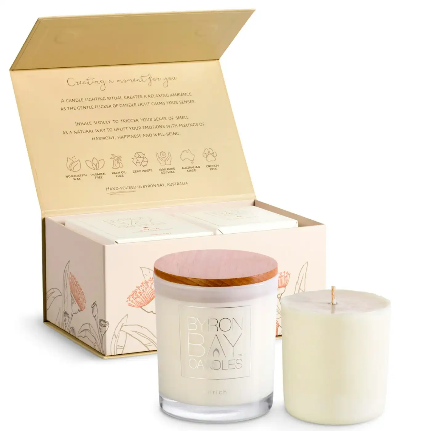 Byron Bay | Scented Pure Soy Candle & Refill Candle Twin Gift Set - Coconut Lime