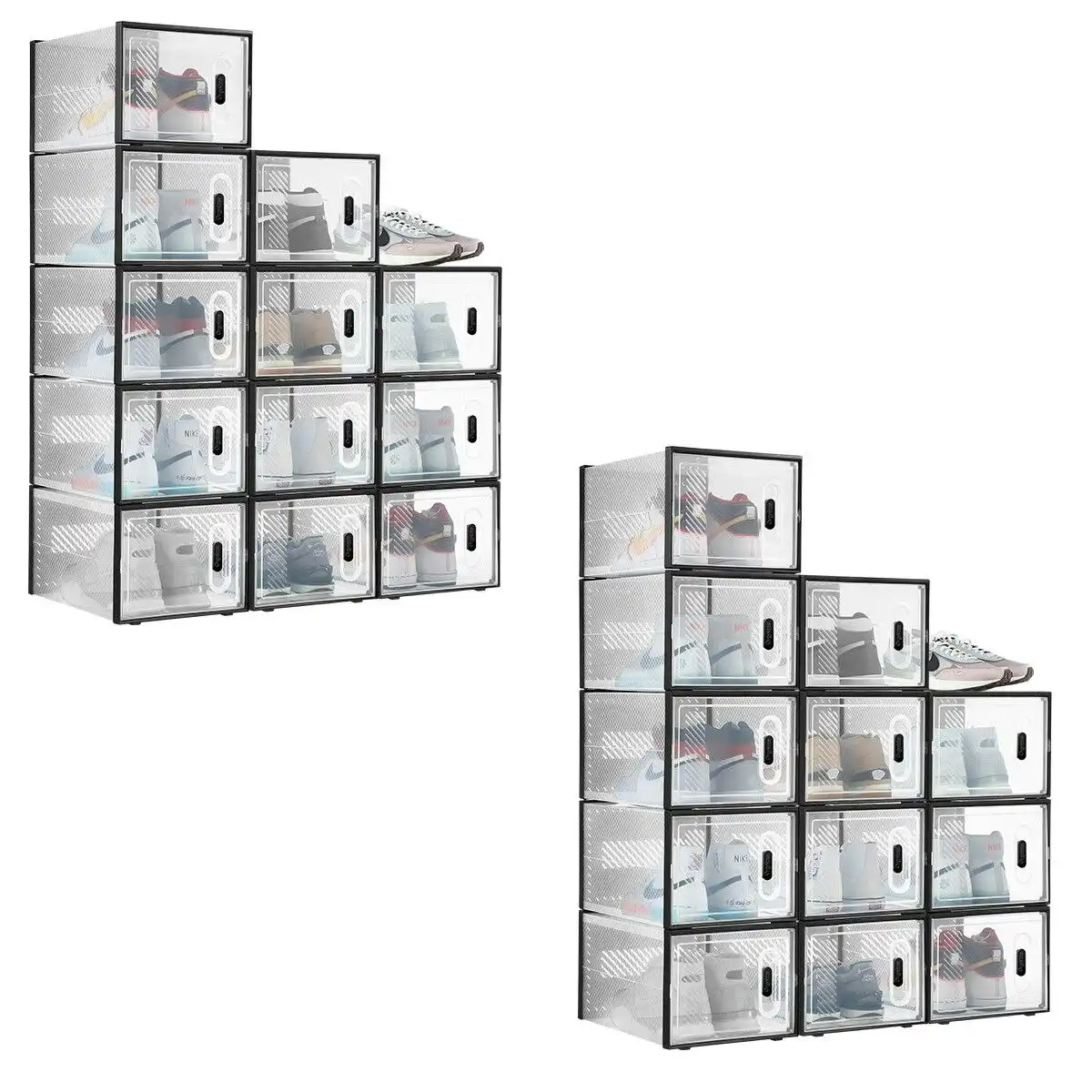 Ausway 24PCS Shoe Box Sneaker Storage Display Case Clear Plastic Boxes Organiser Stackable Extra Large x2