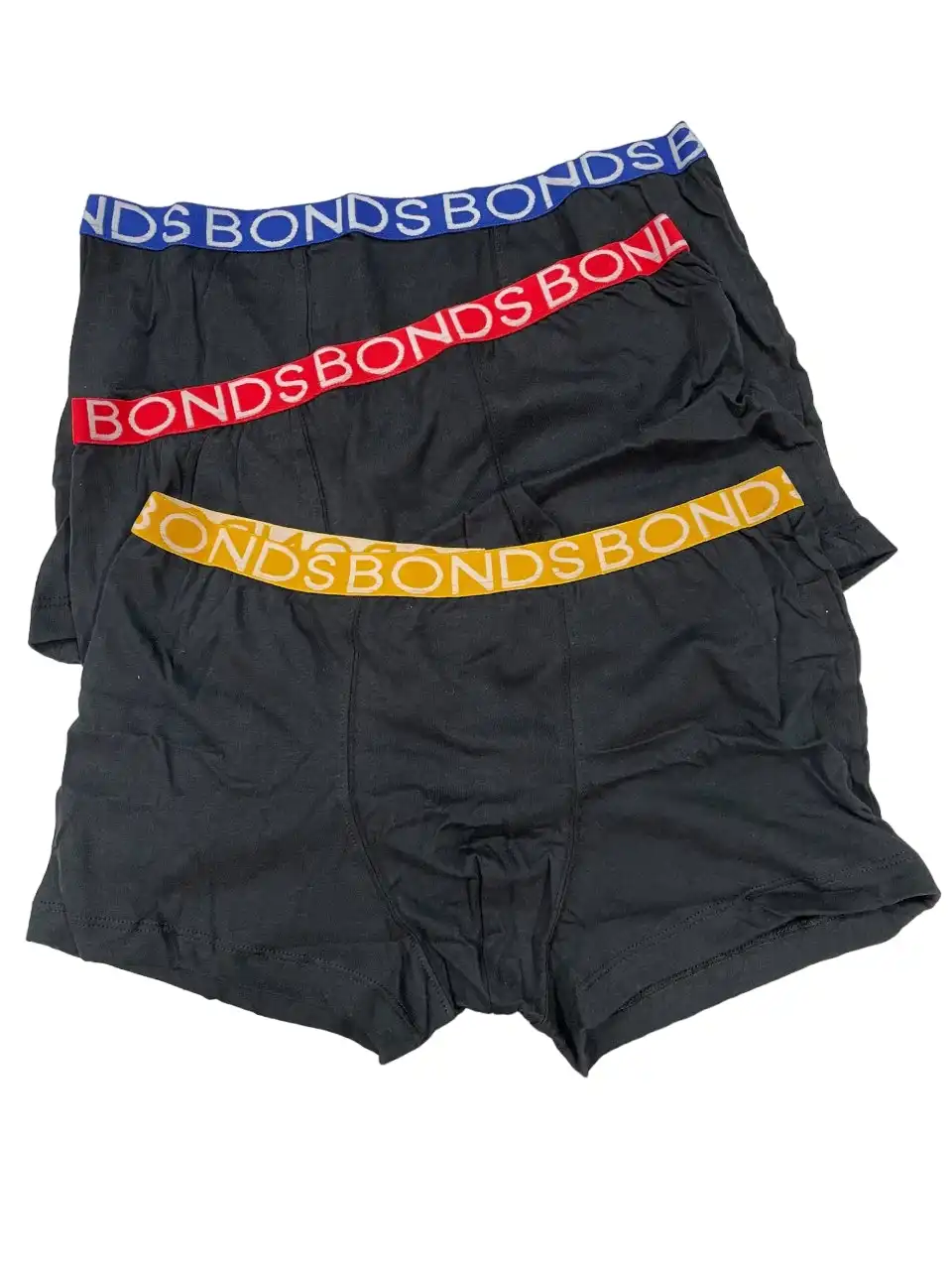 9 Pairs X Boys Bonds Trunks Plain Underwear Undies Black With Multi Band