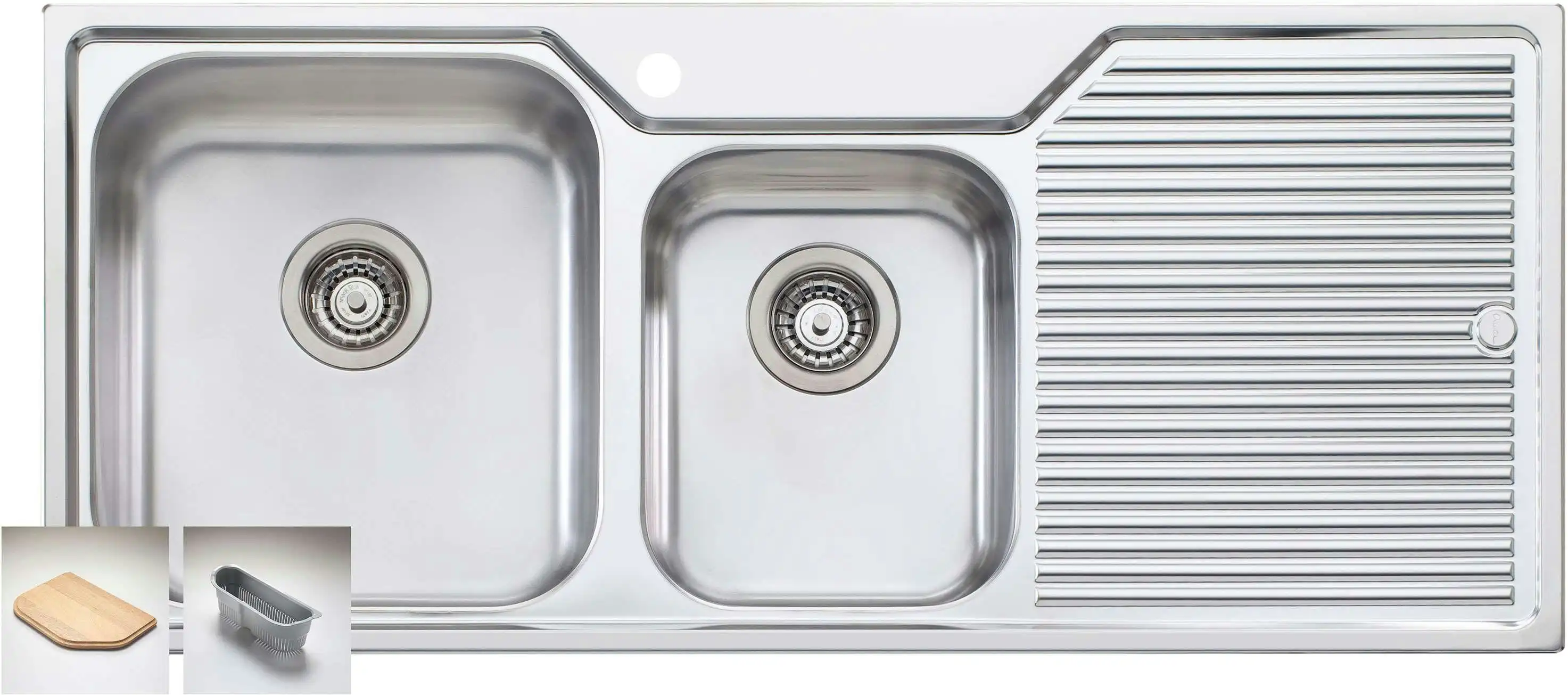 Oliveri Nu-petite 1 & 3/4 Double Left Hand Bowl Inset Sink With Drainer NP611