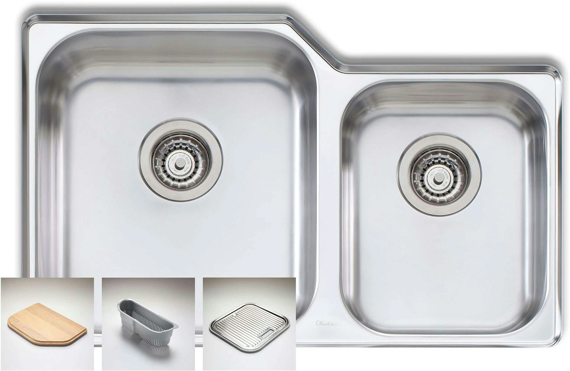 Oliveri Nu-petite 1 & 3/4 Double Left Hand Bowl Undermount Sink NP61U