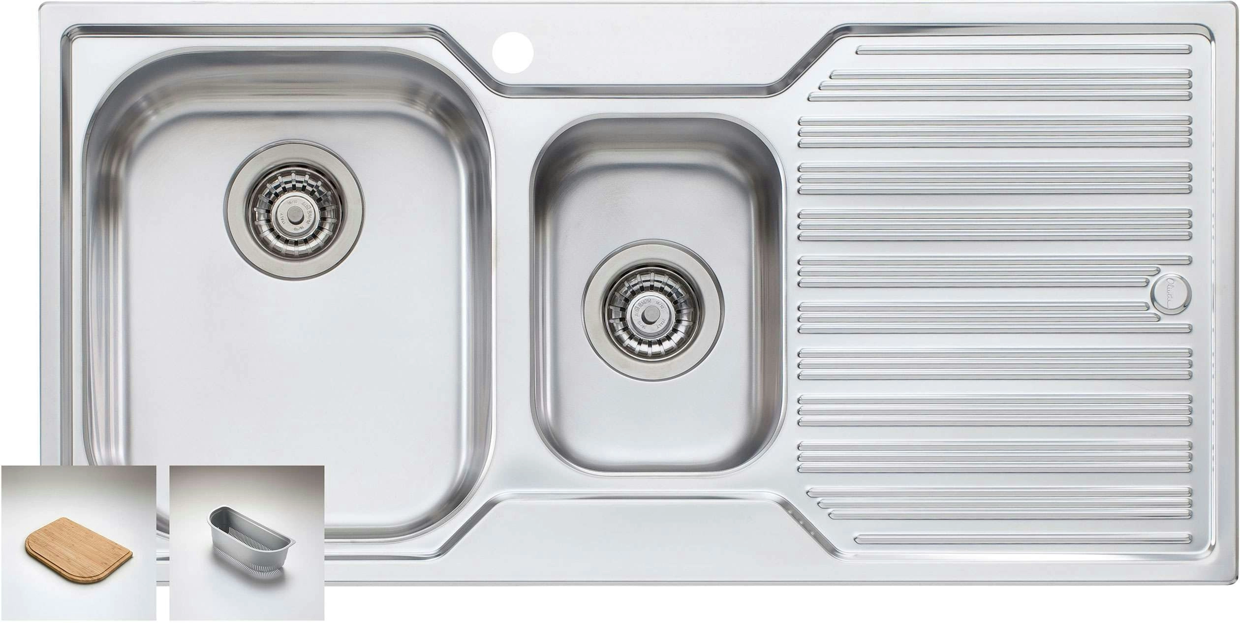 Oliveri Diaz 1 & 1/2 Double Left Hand Bowl Inset Sink With Drainer DZ101