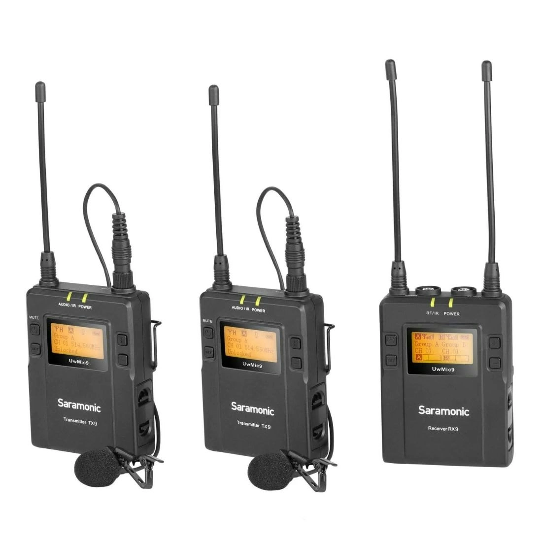 Saramonic UWMIC9AU Kit2 (TX9+TX9+RX9) UHF Wireless Lavalier Microphone System