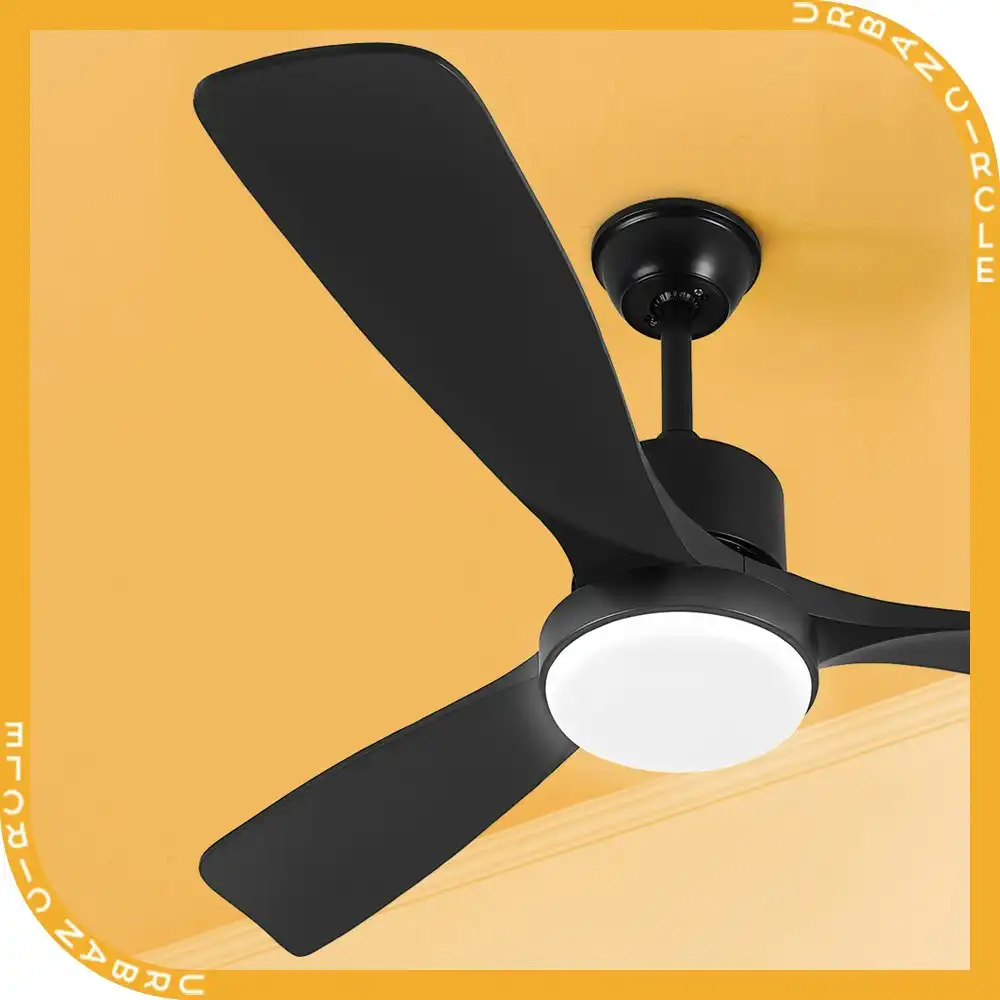 Krear 52" Ceiling Fan With Light Wooden Blade Fans DC Motor Remote Control Black