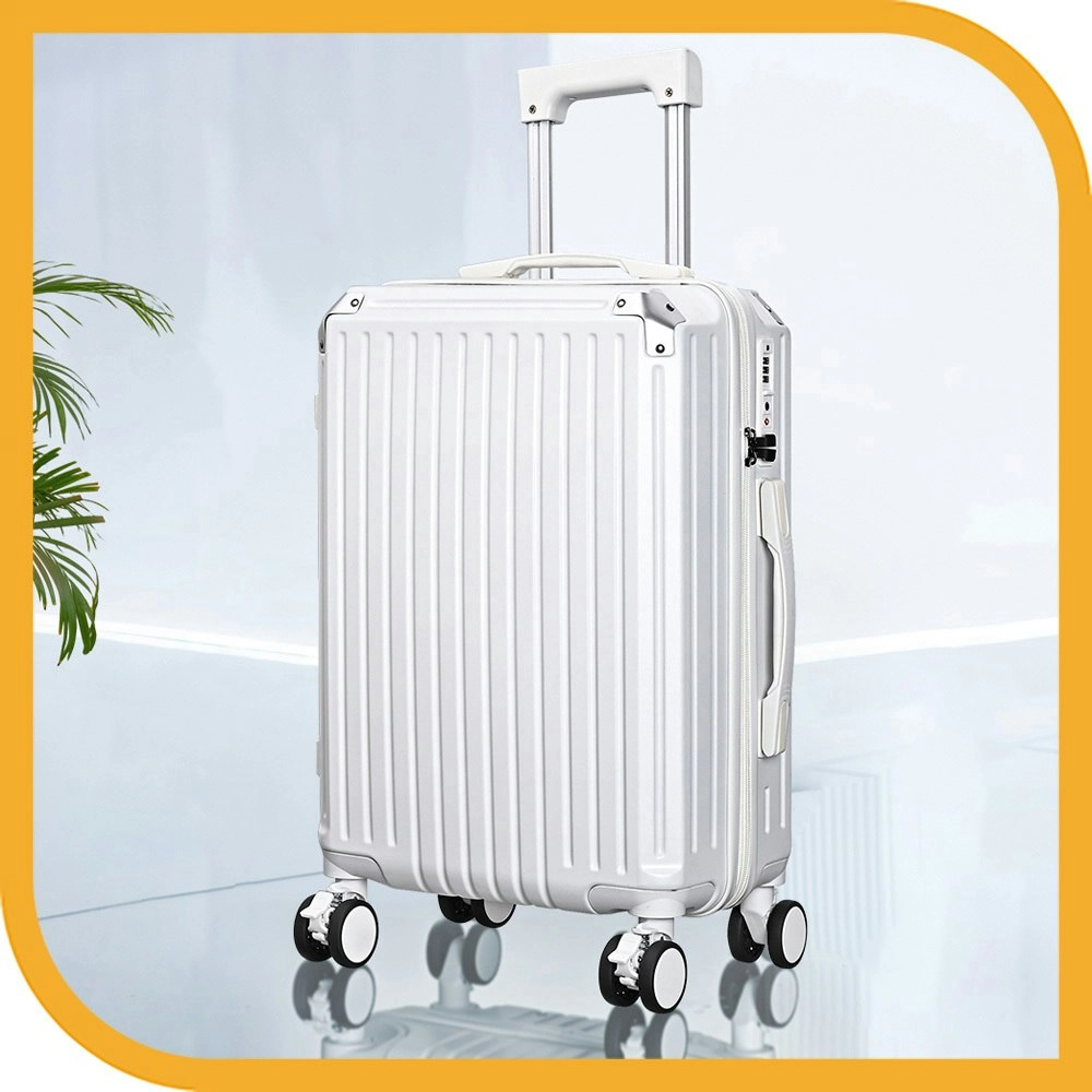 Tabibito Luggage Suitcase USB Charge Port Cup Holder Side Hook Spinner Wheel White 20"