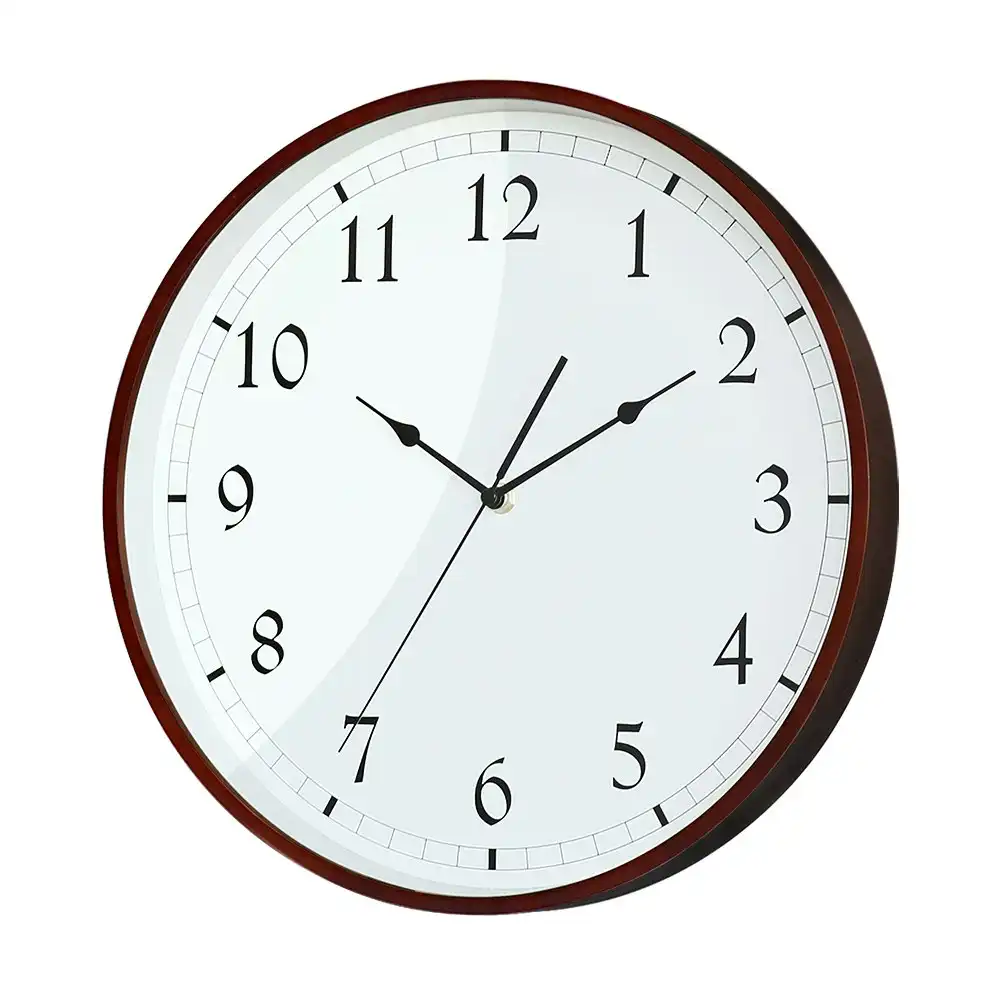 Furb Wall Clock 35cm Wooden Round Wall Clocks Silent Non-Ticking For Home Decor