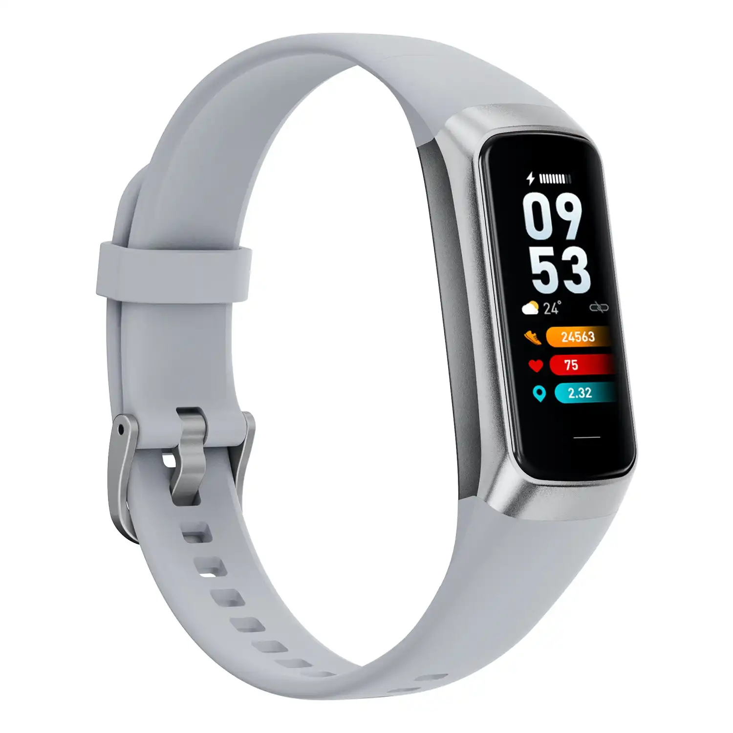 TODO Fitness Tracker Smart Watch BT 5.0 Body Thermometer Temperature BPM Monitor - Silver