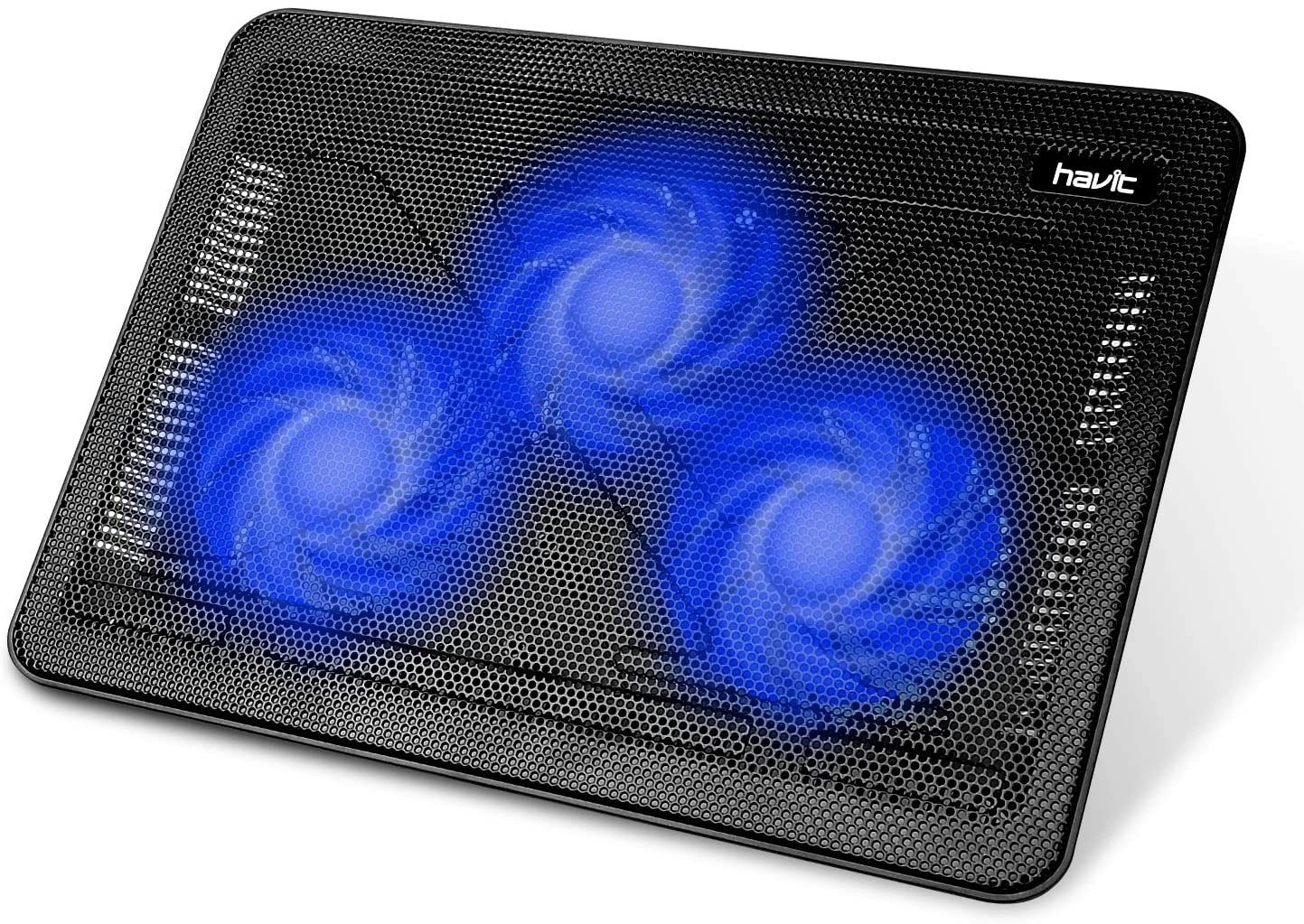 havit HV-F2056 15.6"-17" Laptop Cooler Cooling Pad - Slim Portable USB Powered (3 Fans), Black/Blue