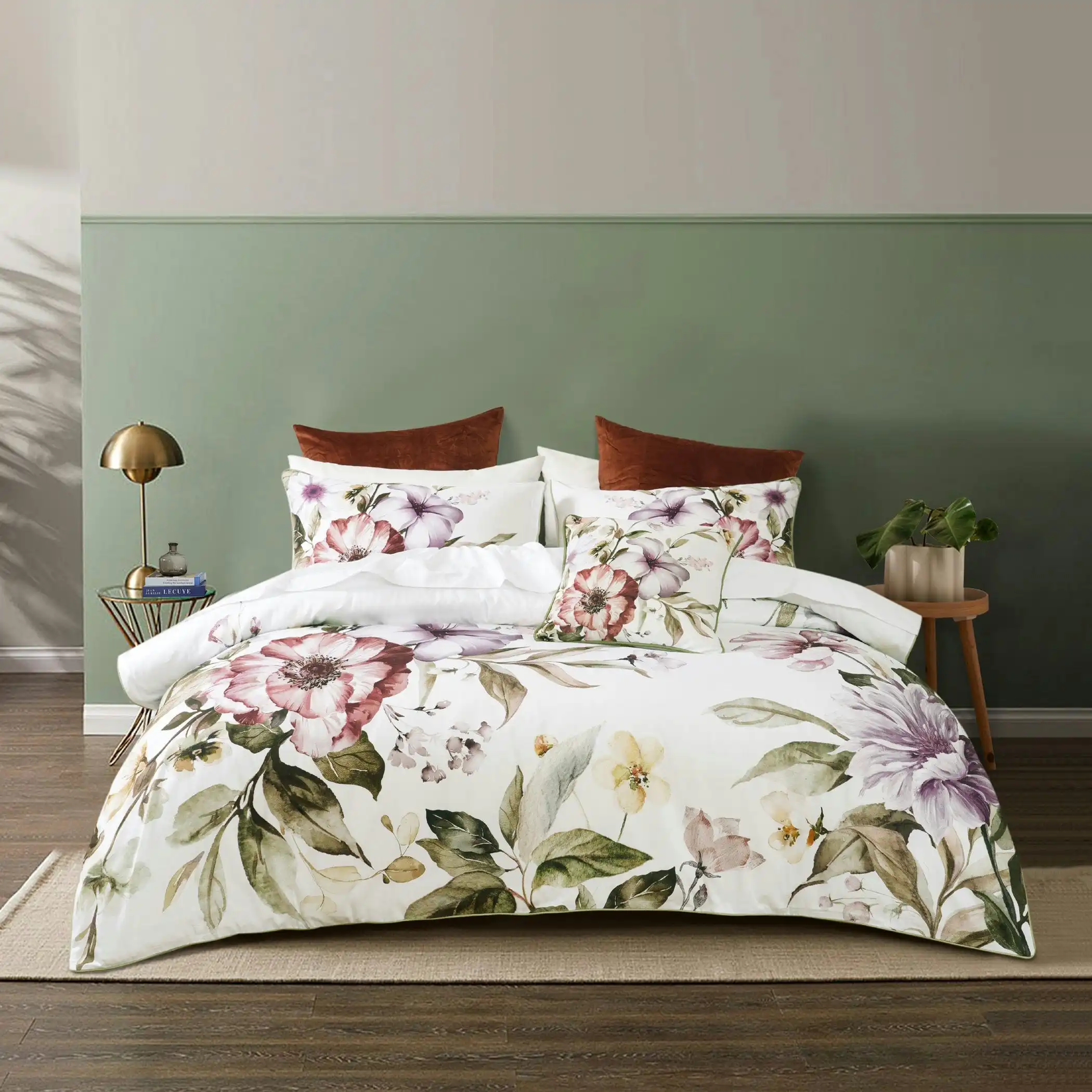 Bianca Bedding Minette White Cotton Sateen Quilt Cover Set