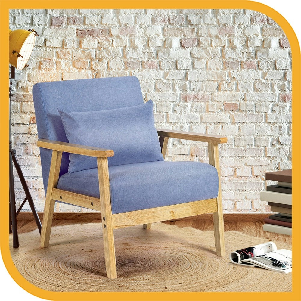 Furb Armchair Lounge Chair Armchairs Accent Sofa Chairs Seat Pillow Light Blue