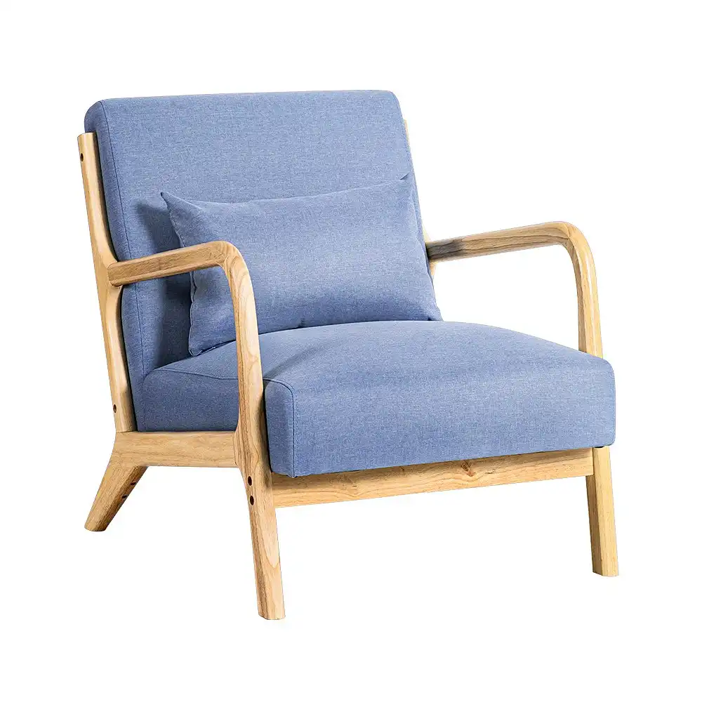 Furb Armchair Lounge Chair Accent Armchairs Wood Sofa Couches Seat Light Blue