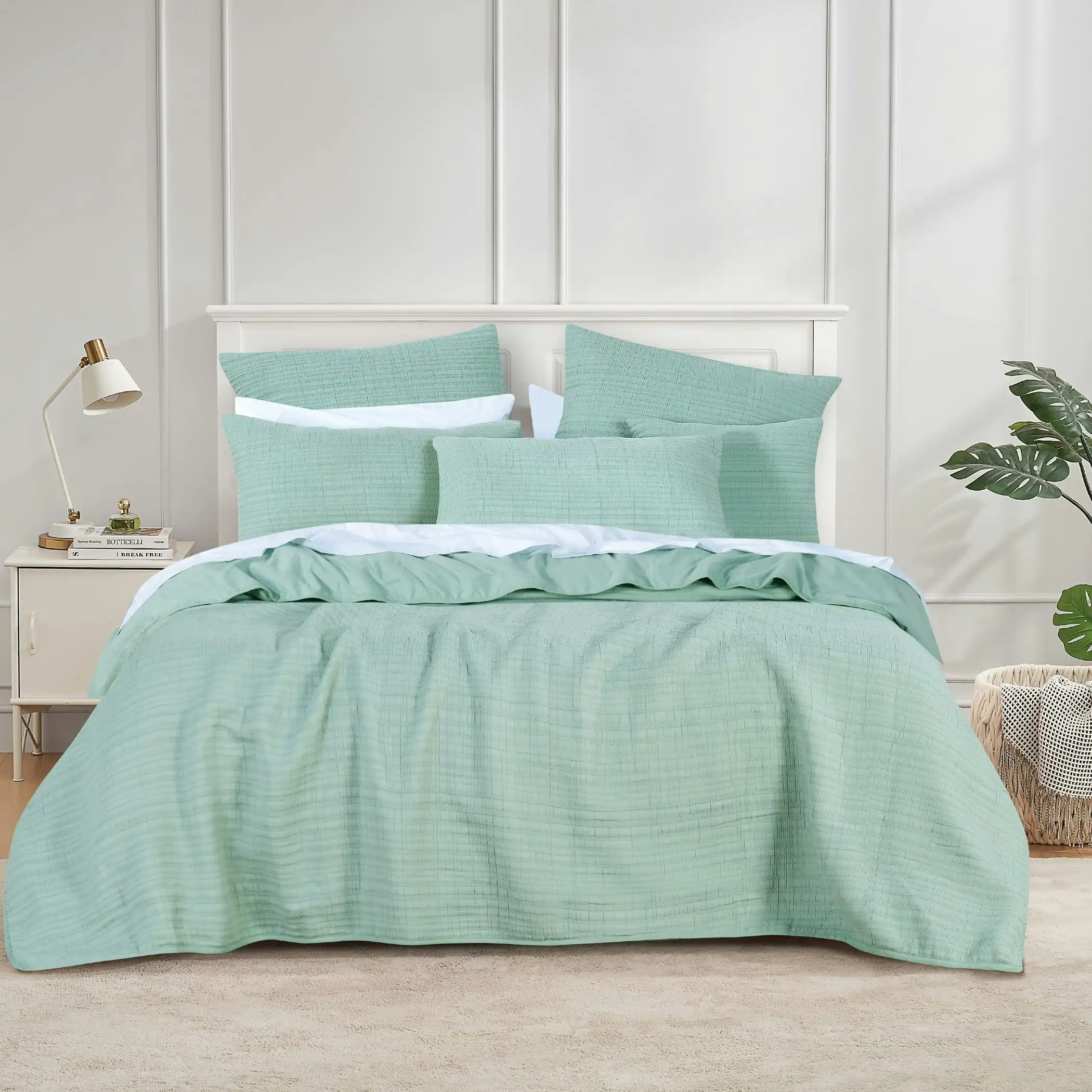 Bianca Bedding Cressida Sage Cotton Polyester Coverlet Set