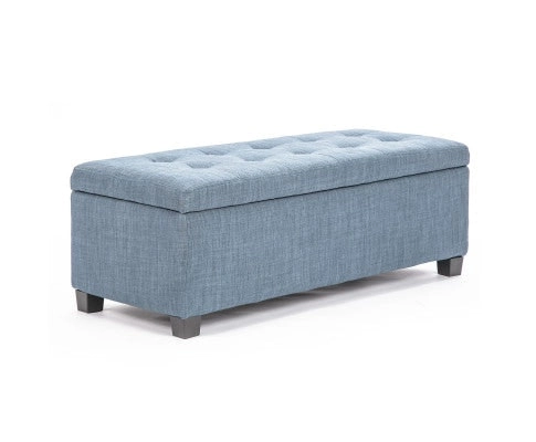 La Bella Light Grey Blue Storage Ottoman Stool Fabric