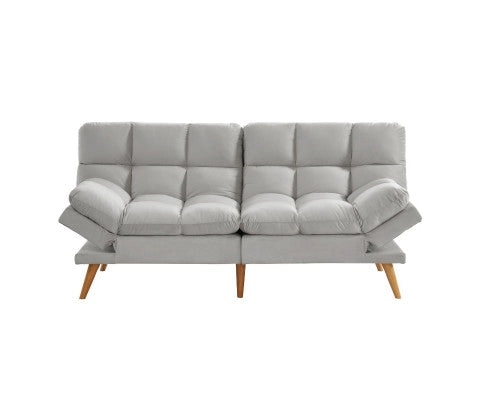 Sebastian 3 Seater Velvet Sofa Bed Futon Light Grey