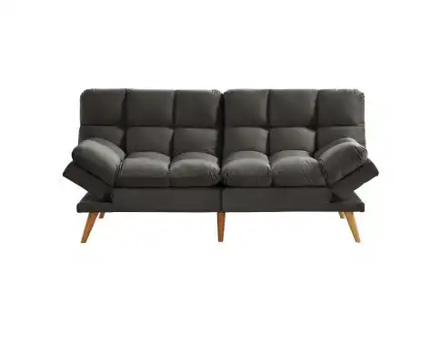 Sebastian 3 Seater Velvet Sofa Bed Futon Charcoal