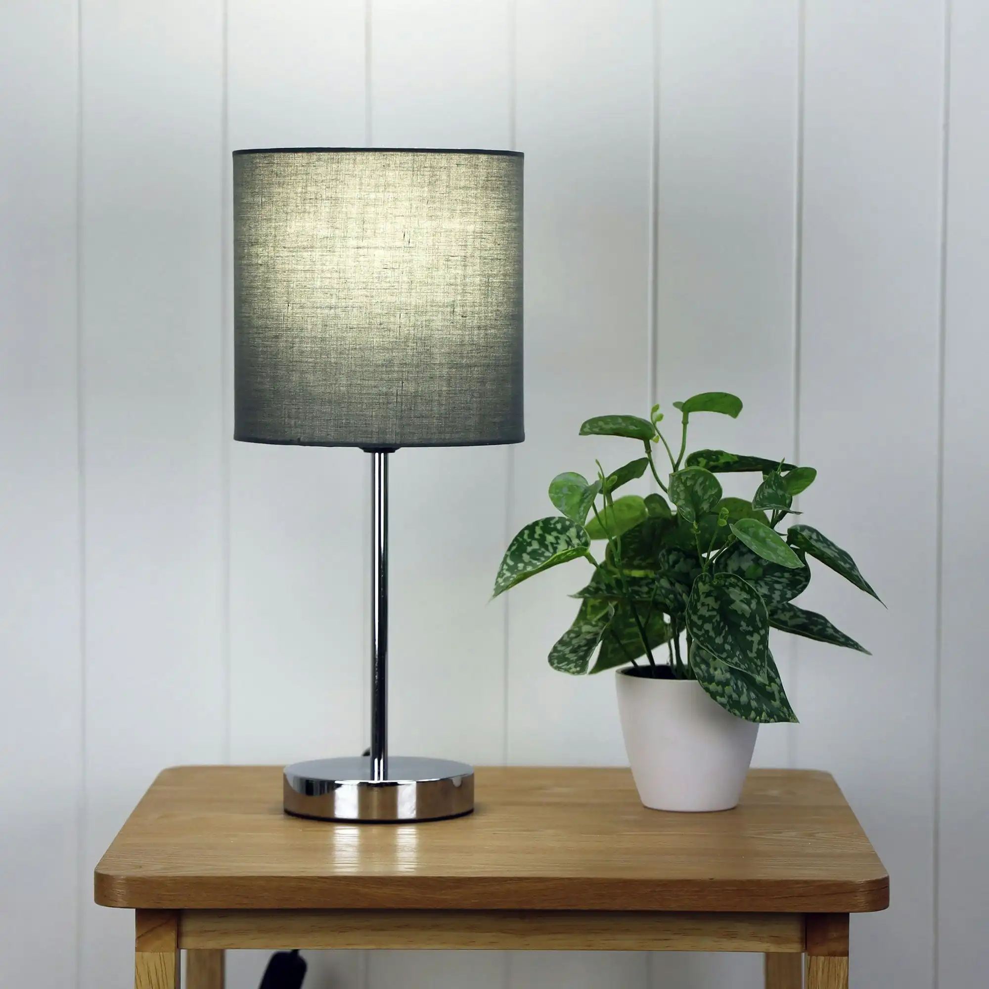 ZOLA TABLE LAMP Chrome Base with White Shade