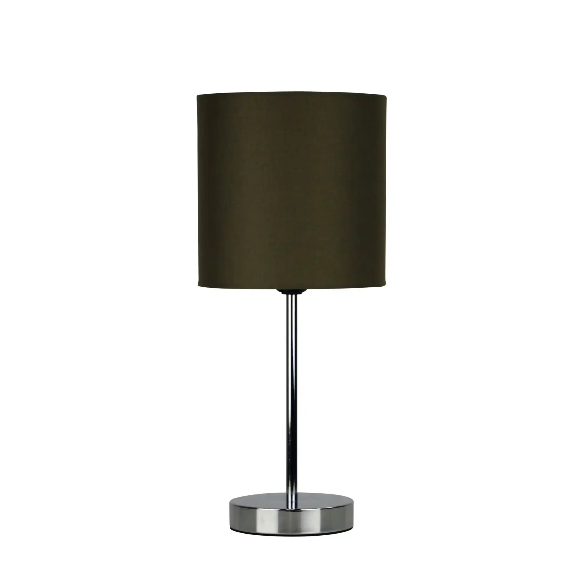 ZOLA TABLE LAMP Chrome Basewith Taupe Shade