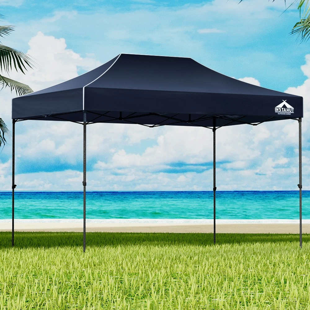 Instahut Gazebo Pop Up 3x4.5m w/Base Podx4 Marquee Folding Outdoor Wedding Camping Tent Shade Canopy Navy