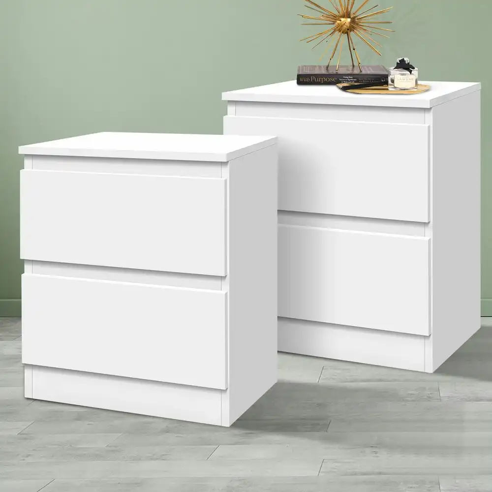 Alfordson 2x Bedside Table 2 Drawers White
