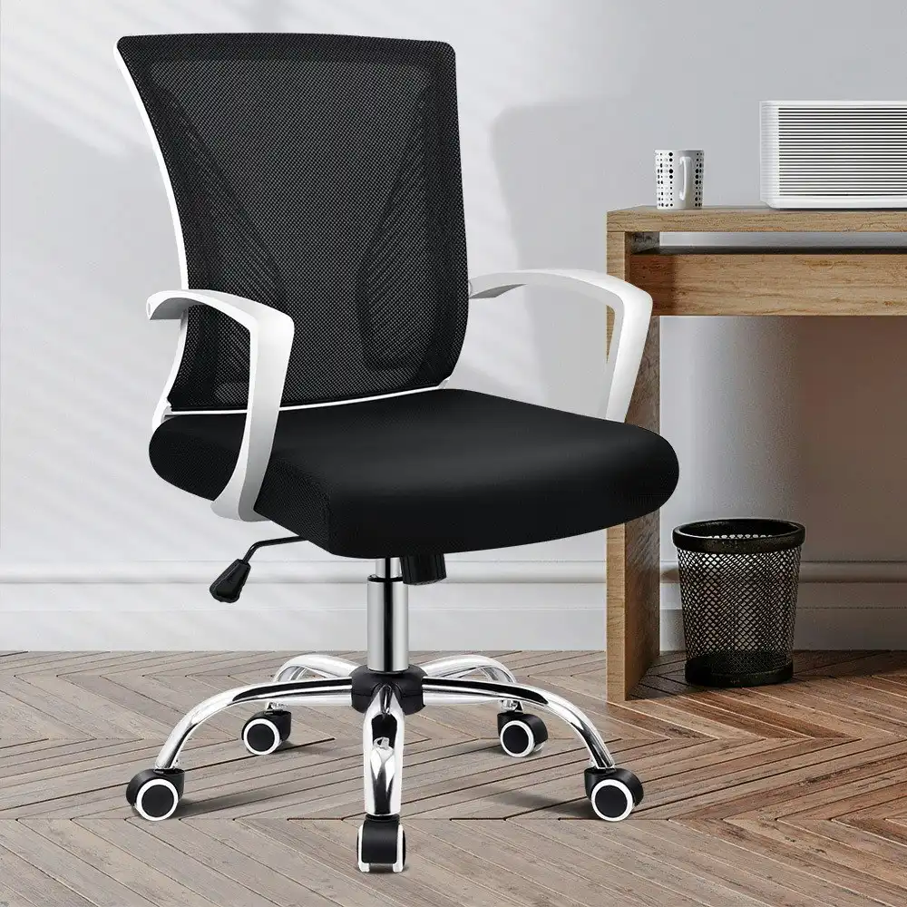 Alfordson Mid Back Tilt Mesh Office Chair Black White