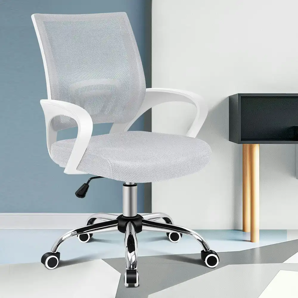Alfordson Mid Back Mesh Office Chair White Grey