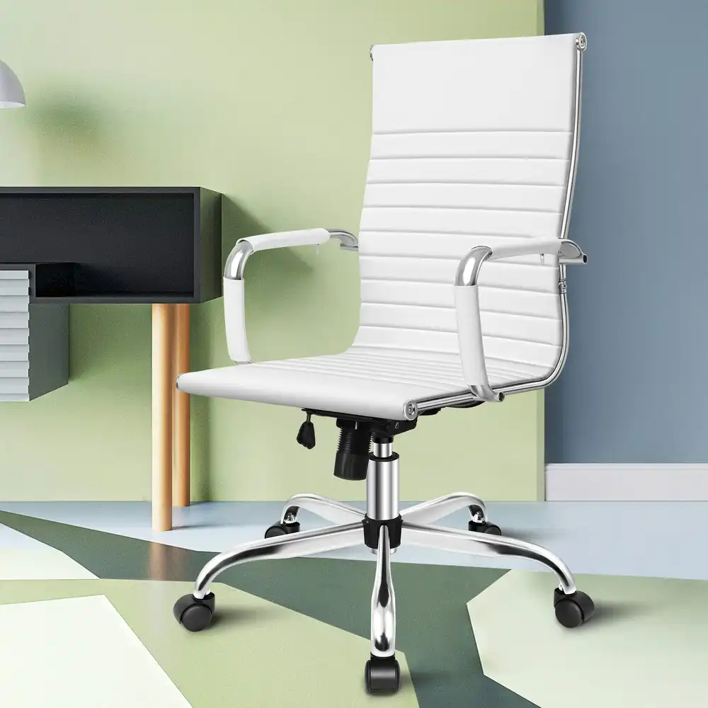 Alfordson Ergonomic High Back PU Leather Office Chair White