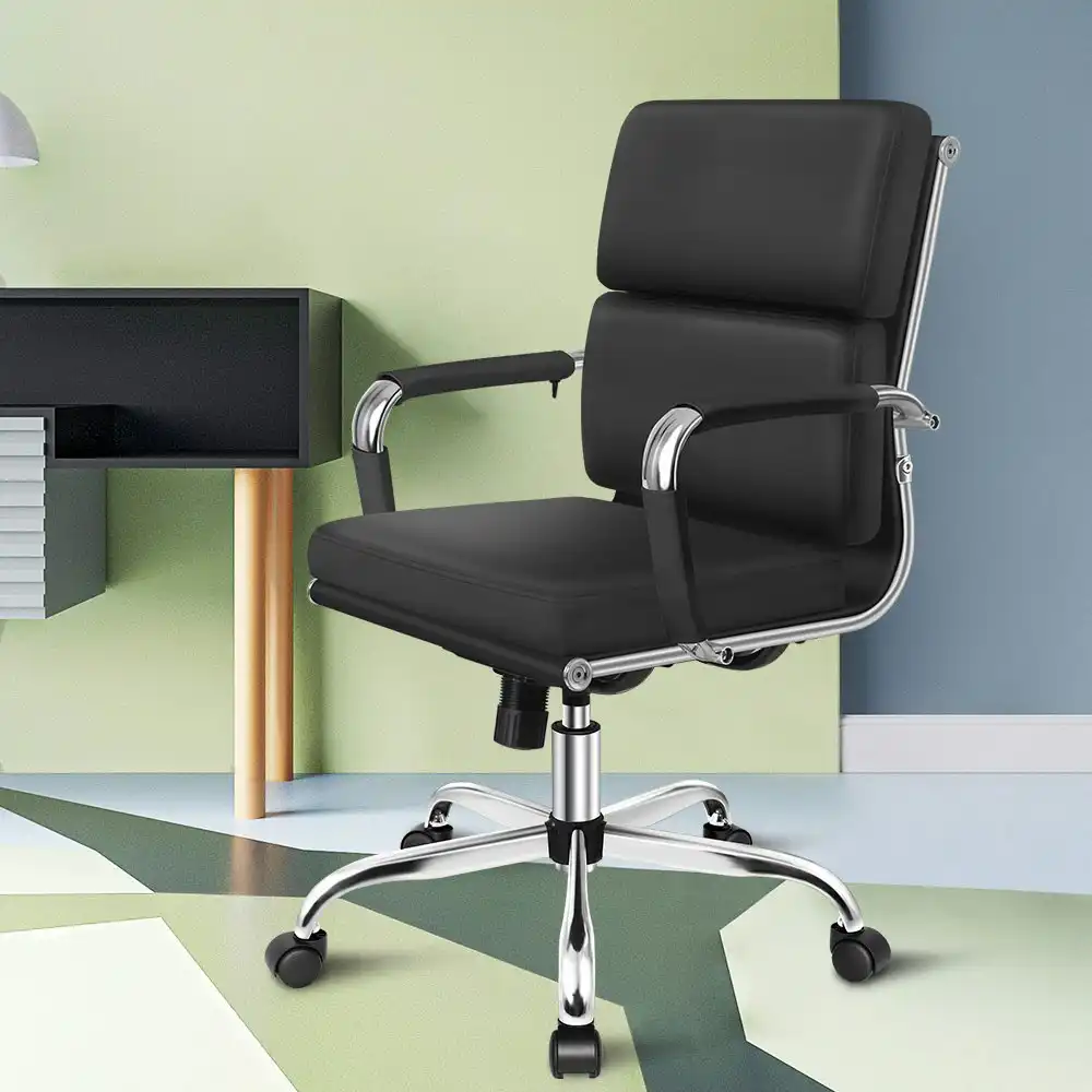 Alfordson Ergonomic Padded Mid Back Executive Office Chair Black