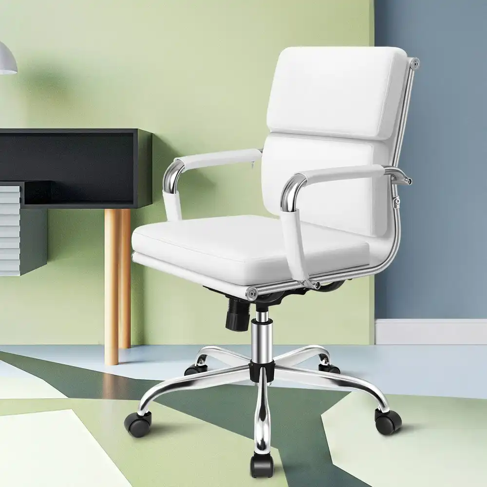 Alfordson Ergonomic Padded Mid Back Executive Office Chair White