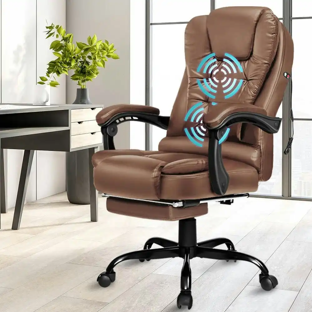 Alfordson Massage Office Chair with Footrest Brown