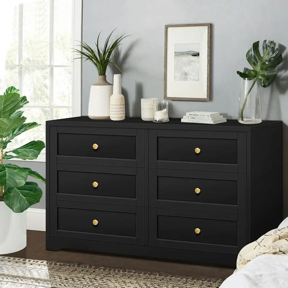 Alfordson 6 Chest of Drawers Hamptons Black