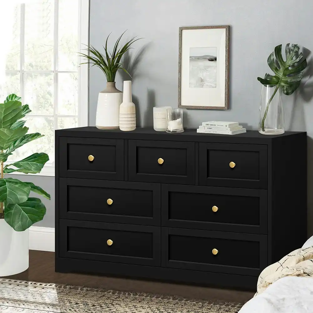 Alfordson 7 Chest of Drawers Hamptons Black