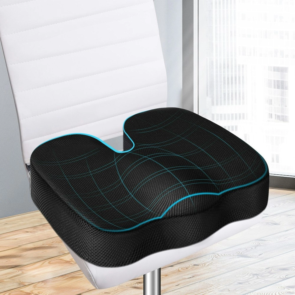 Starry Eucalypt Seat Cushion Memory Foam Pillow Pad Mesh Black